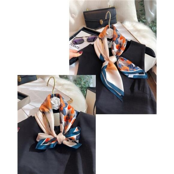 100% Pure Mulberry Silk Square Scarf 27"x27" Women Neckerchief - Picture 5 of 6